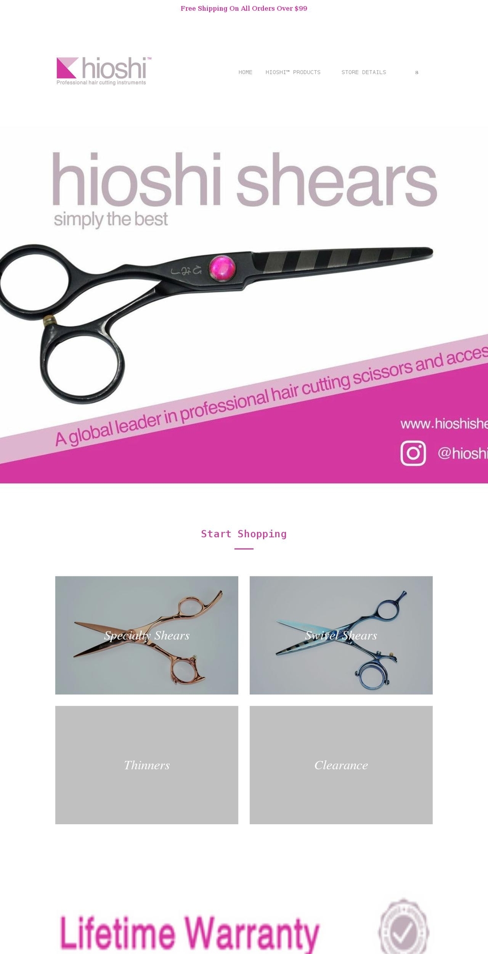 hioshishears.com shopify website screenshot