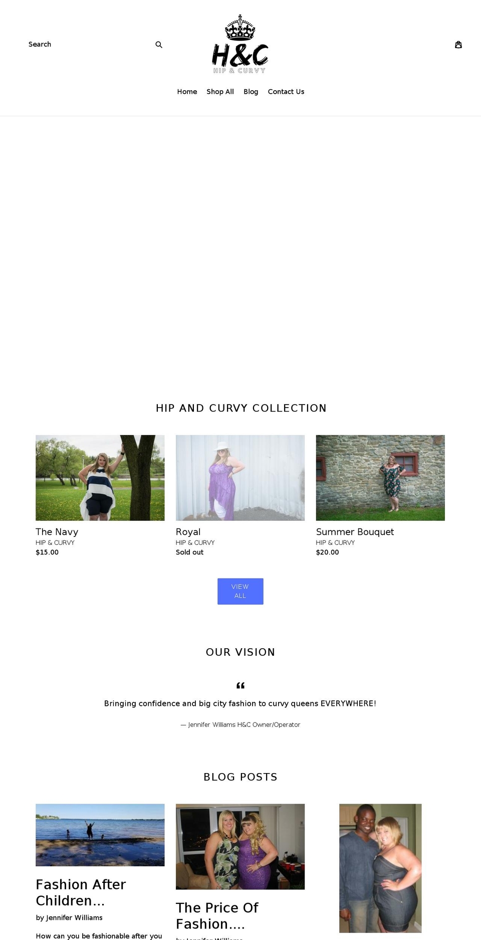 hipandcurvy.com — Shopify storefront screenshot