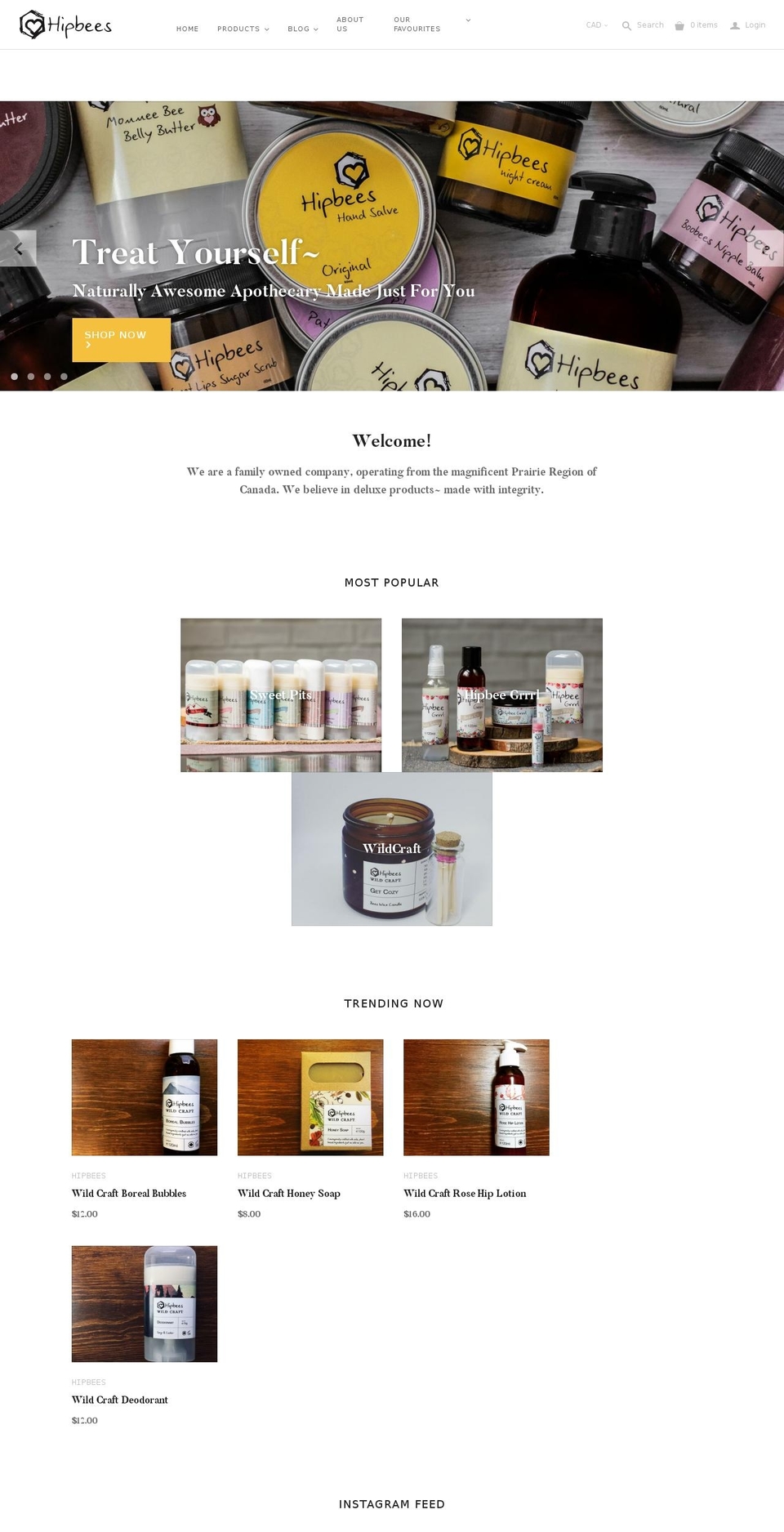 hipbees.ca shopify website screenshot