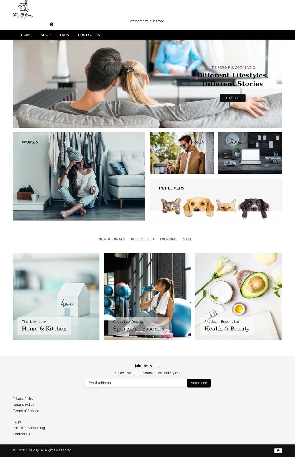 hipcozy.com shopify website screenshot