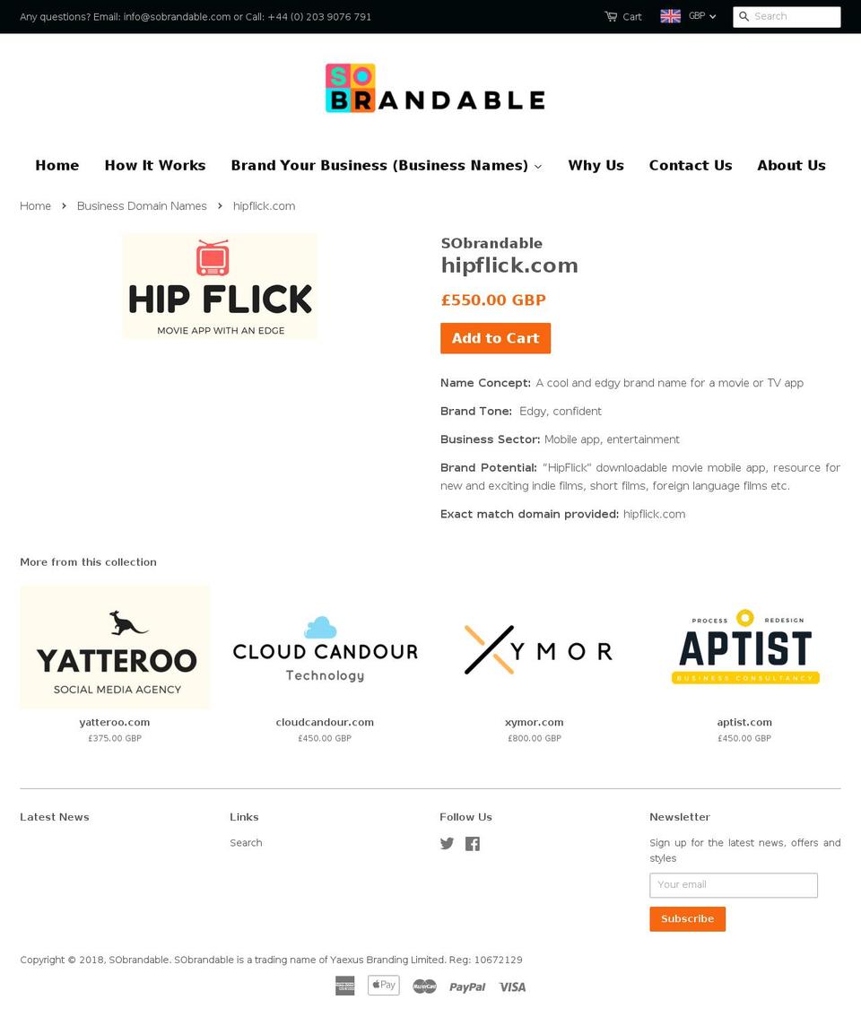 hipflick.com — Shopify storefront screenshot