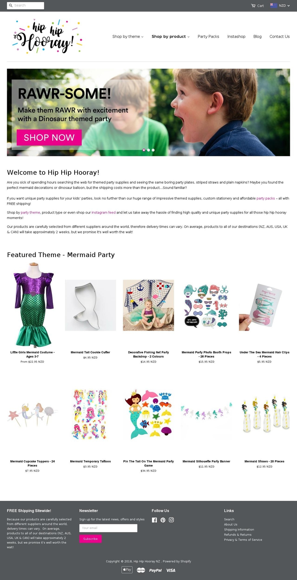 hiphiphooray.co.nz shopify website screenshot