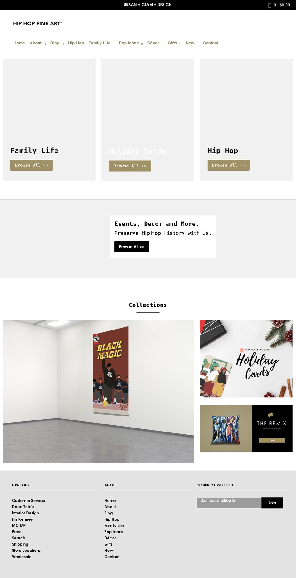hiphopfineart.com shopify website screenshot