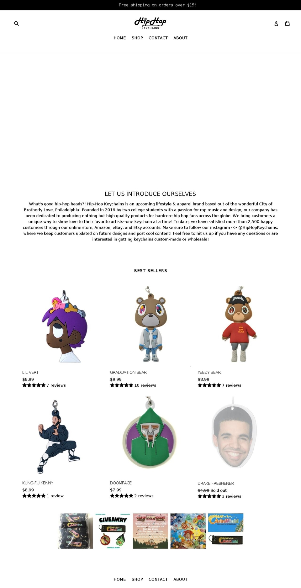hiphopkeychains.com shopify website screenshot