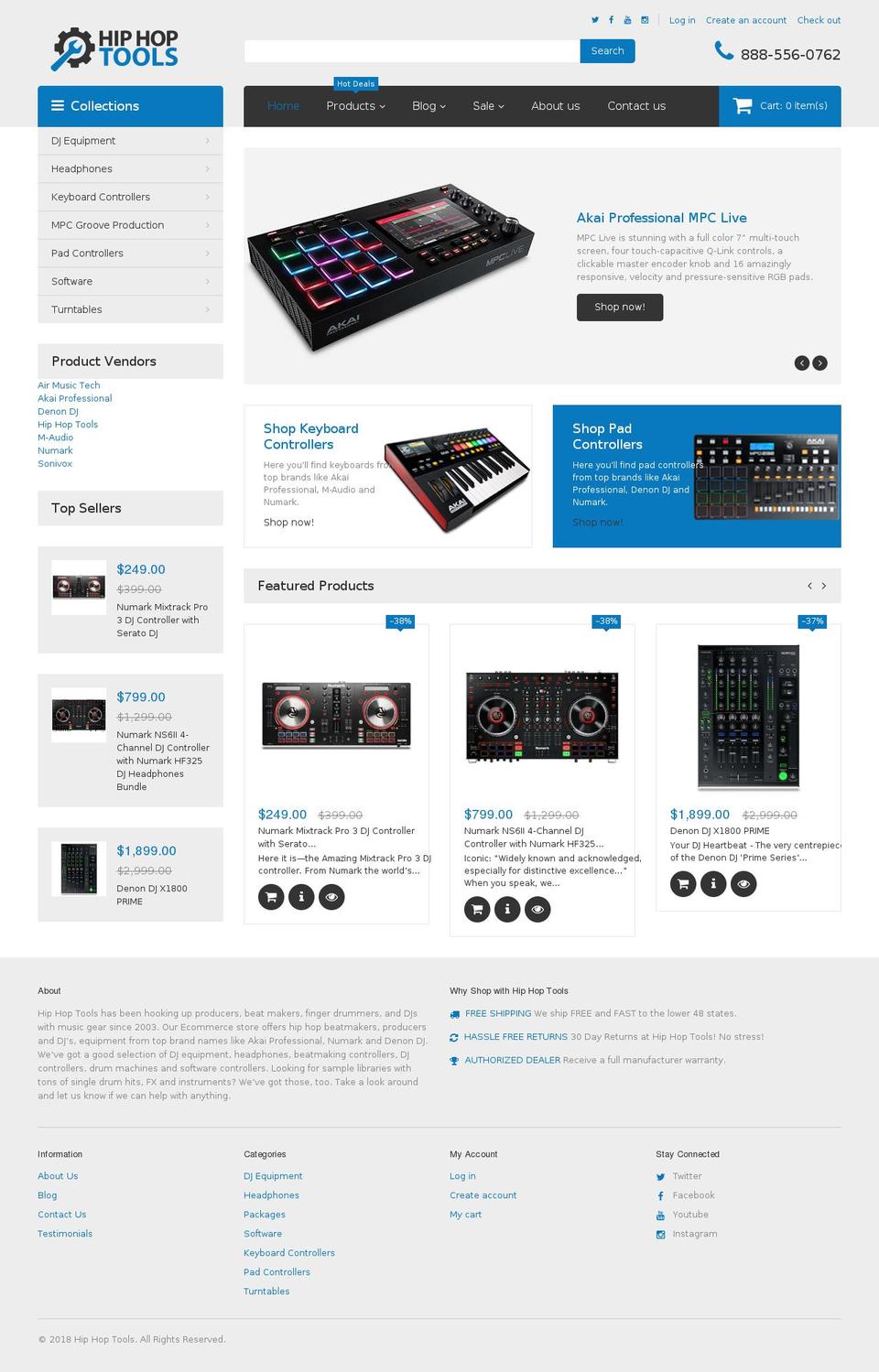 theme188 Shopify theme site example hiphoptools.com