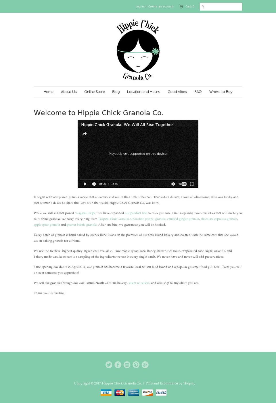 hippiechick-granola.com shopify website screenshot