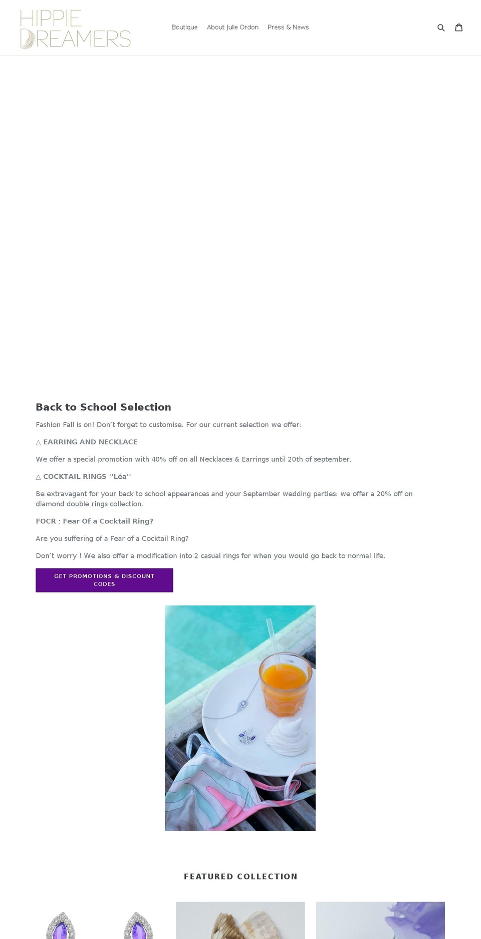hippiedreamer.com — Shopify storefront screenshot