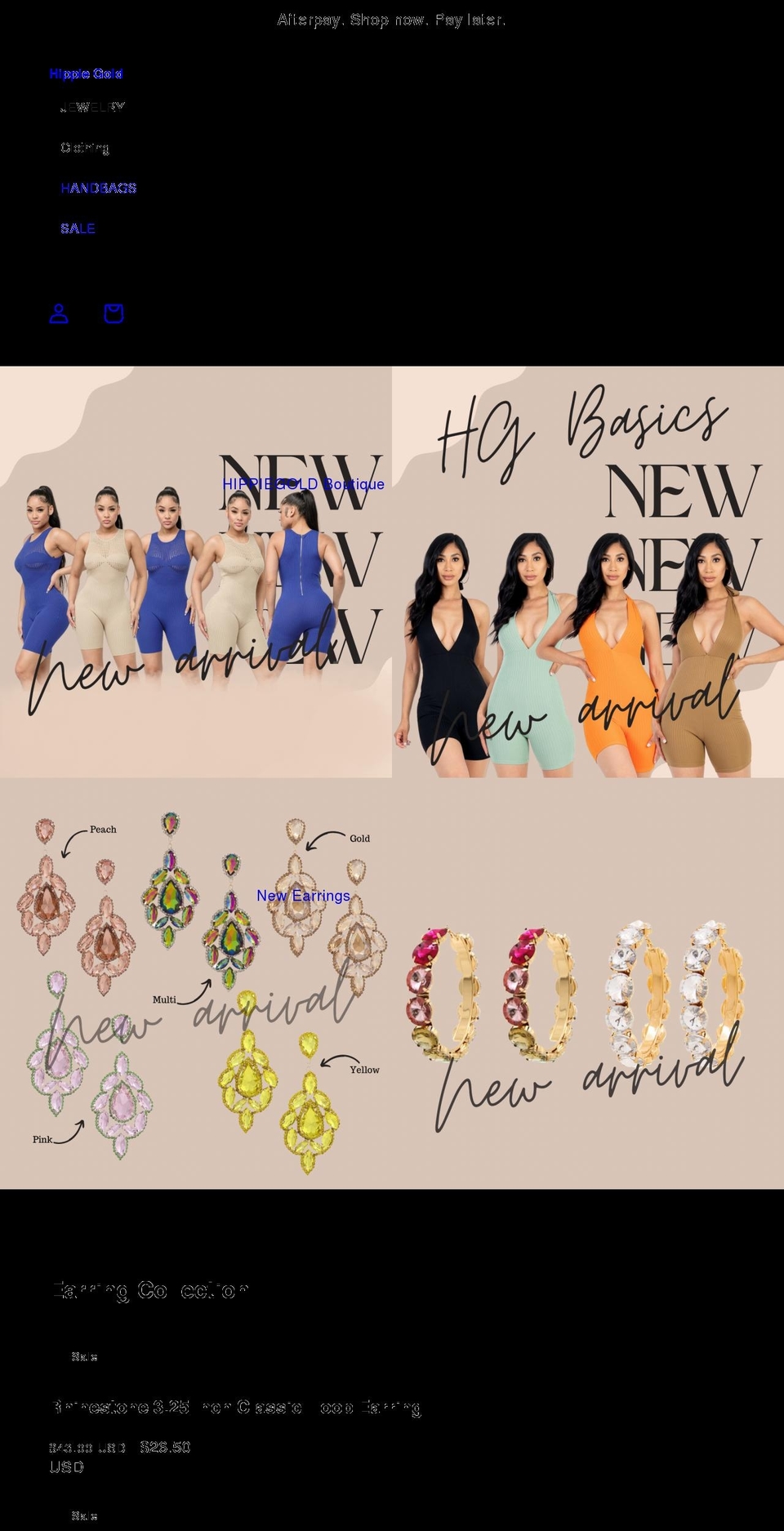 hippiegoldfactory.com shopify website screenshot