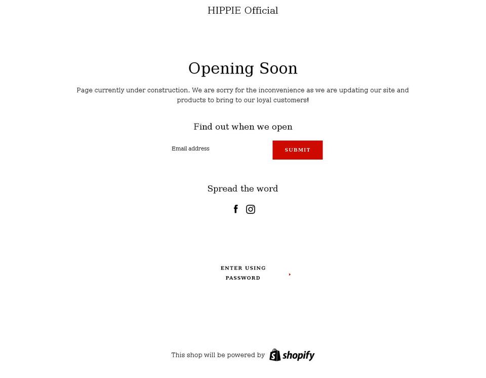 hippieofficial.net shopify website screenshot