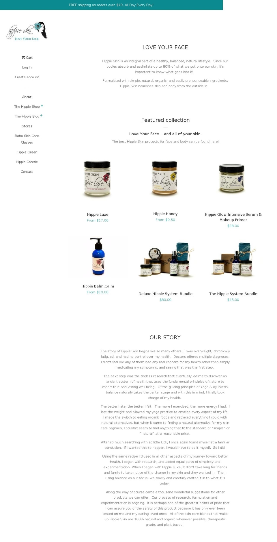 SB  Live Theme Shopify theme site example hippieskin.com