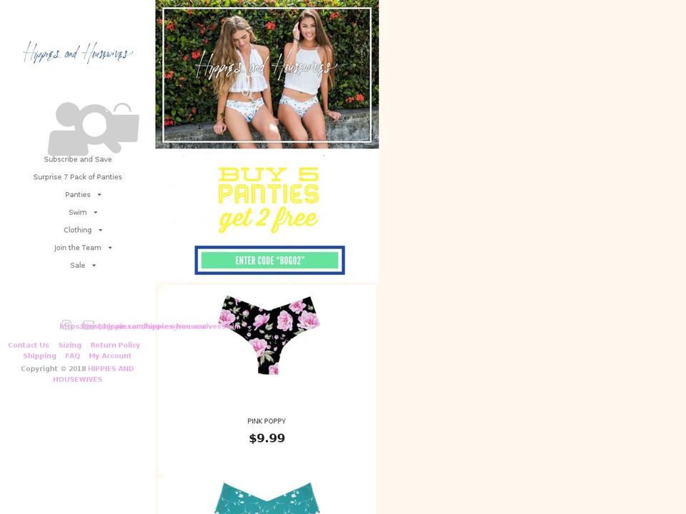 hippiesnhousewives.com — Shopify storefront screenshot