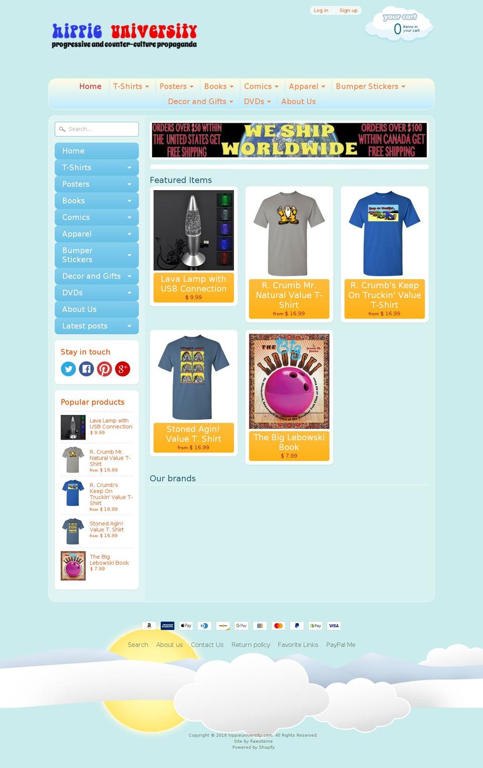 hippieuniversity.com — Shopify storefront screenshot