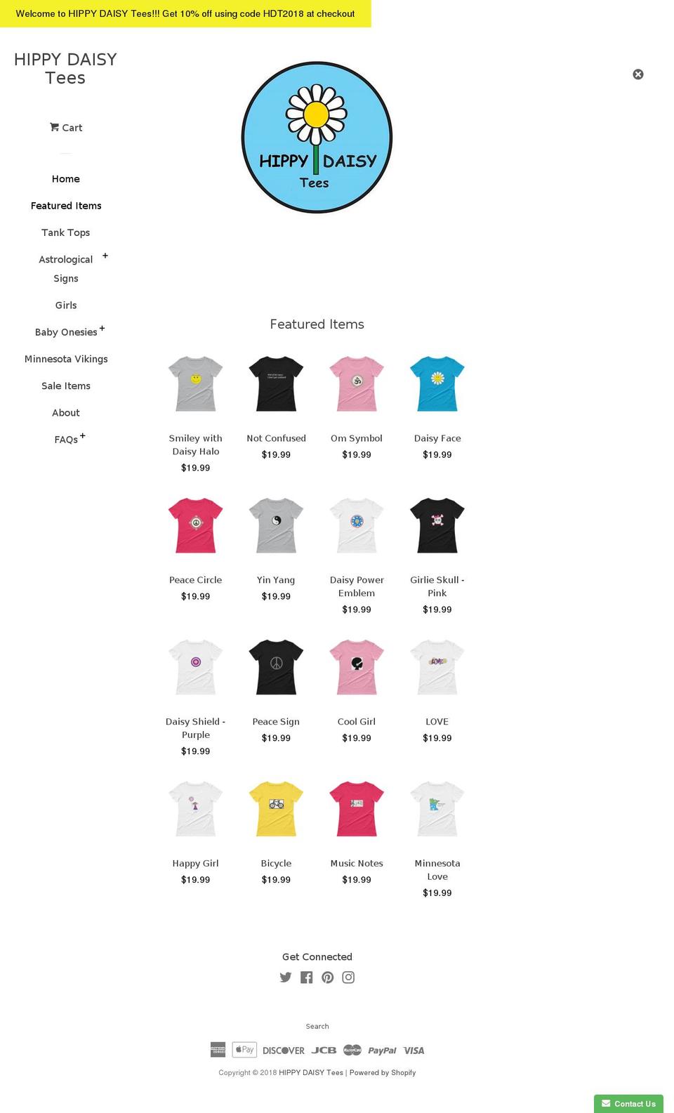 hippydaisytees.com — Shopify storefront screenshot