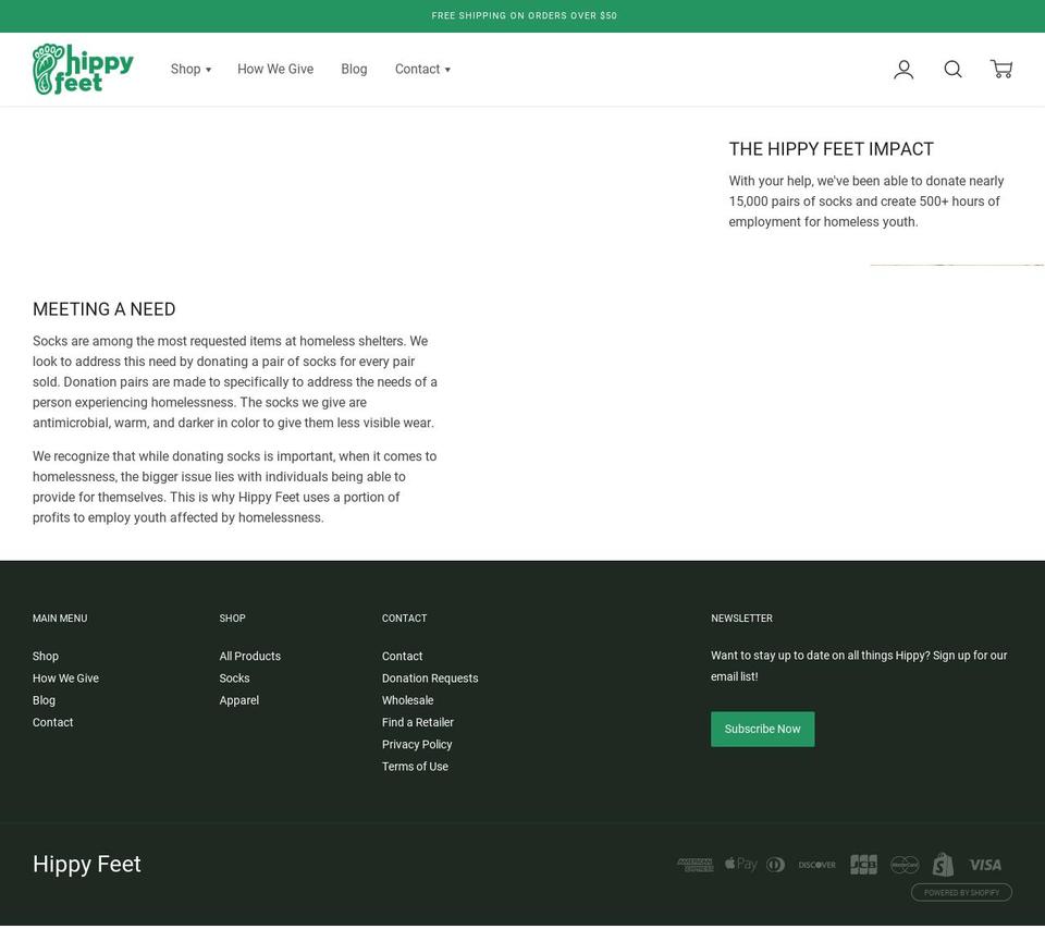 hippyfeet.co shopify website screenshot