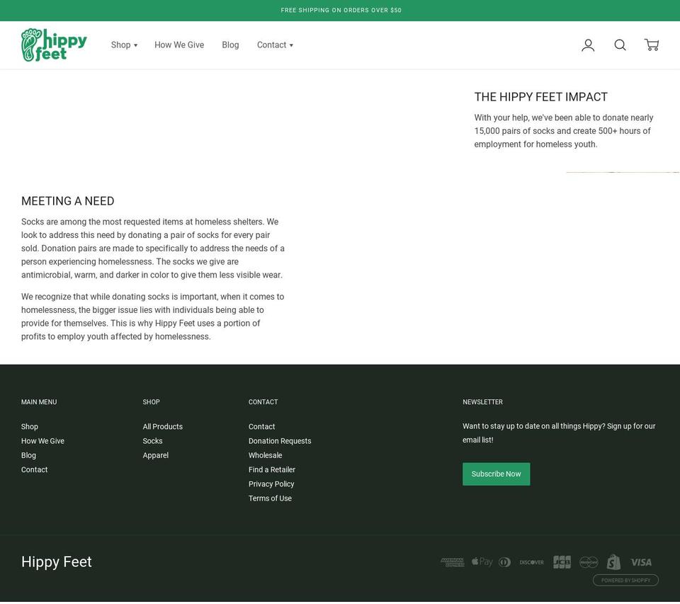 hippyfeet.com shopify website screenshot