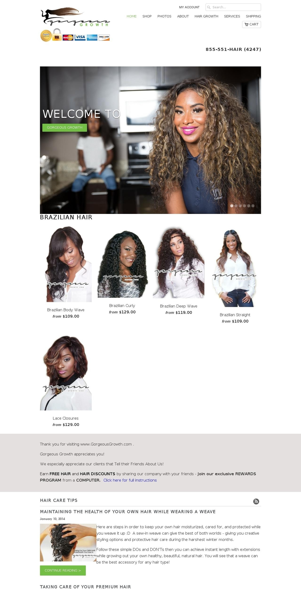 hippyhairheaven.com shopify website screenshot