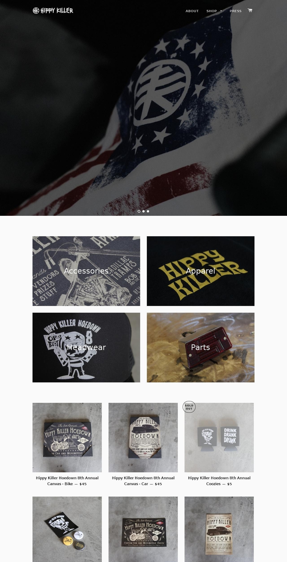 hippykiller.com shopify website screenshot