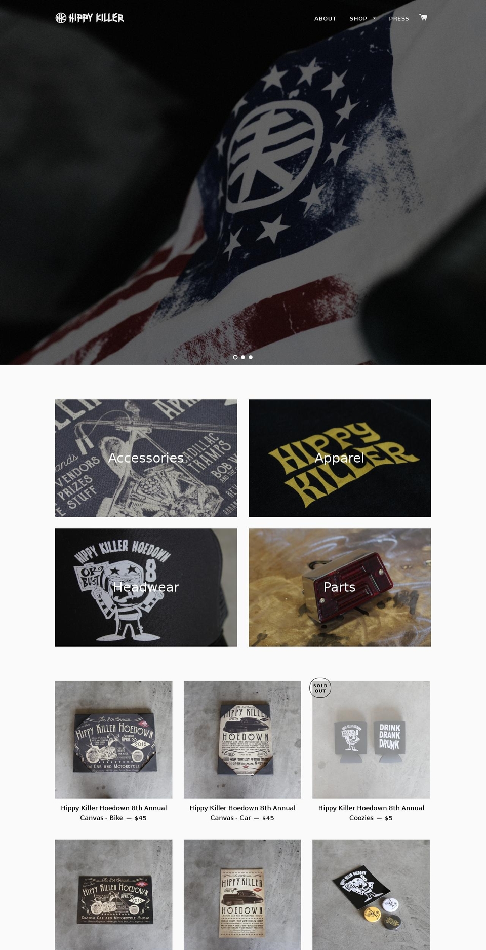 hippykillergarage.myshopify.com shopify website screenshot