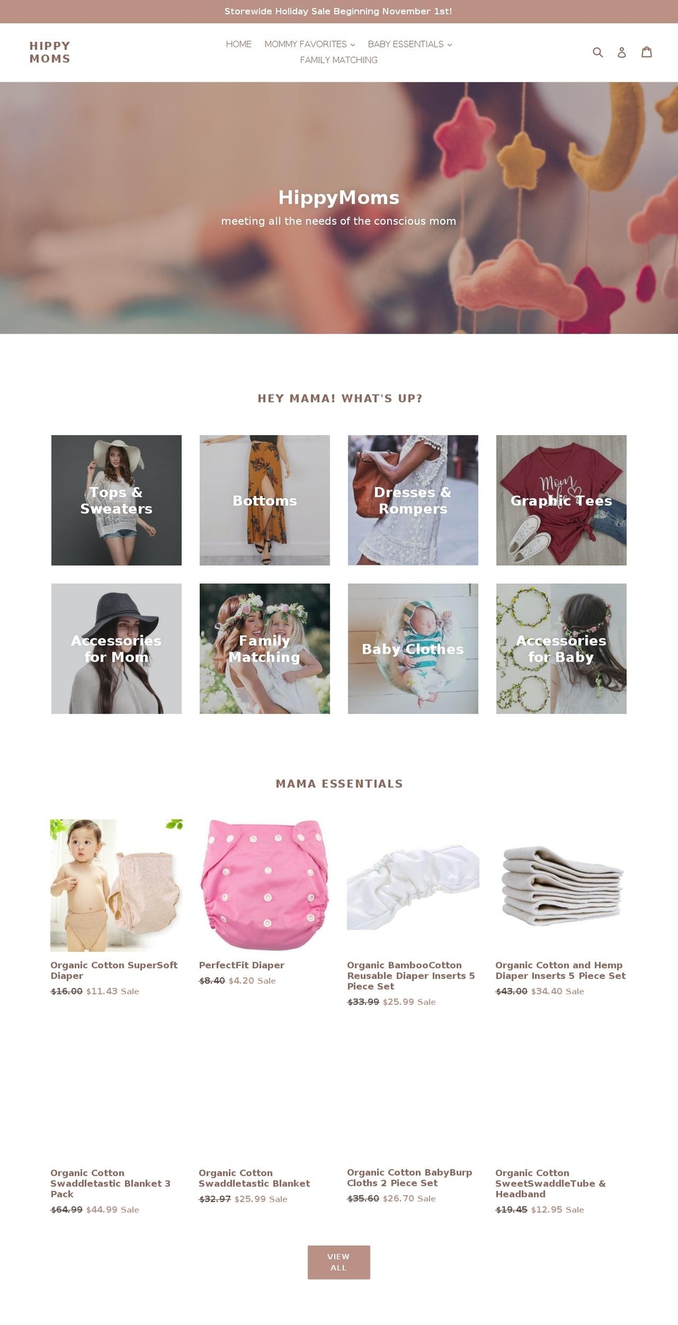 hippymoms.com — Shopify storefront screenshot