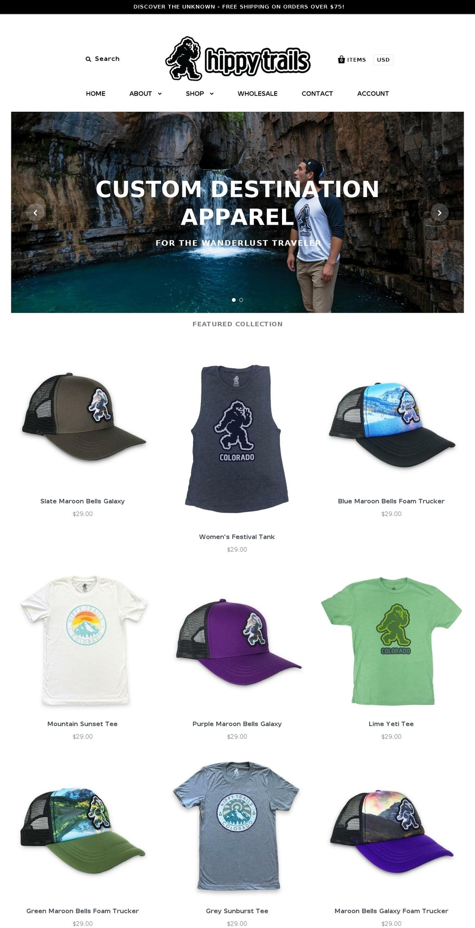 hippytrails.com — Shopify storefront screenshot