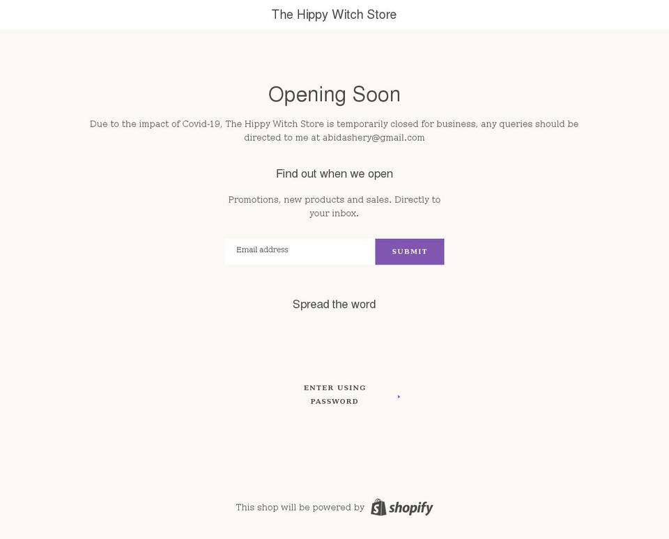 hippywitch.co.uk shopify website screenshot