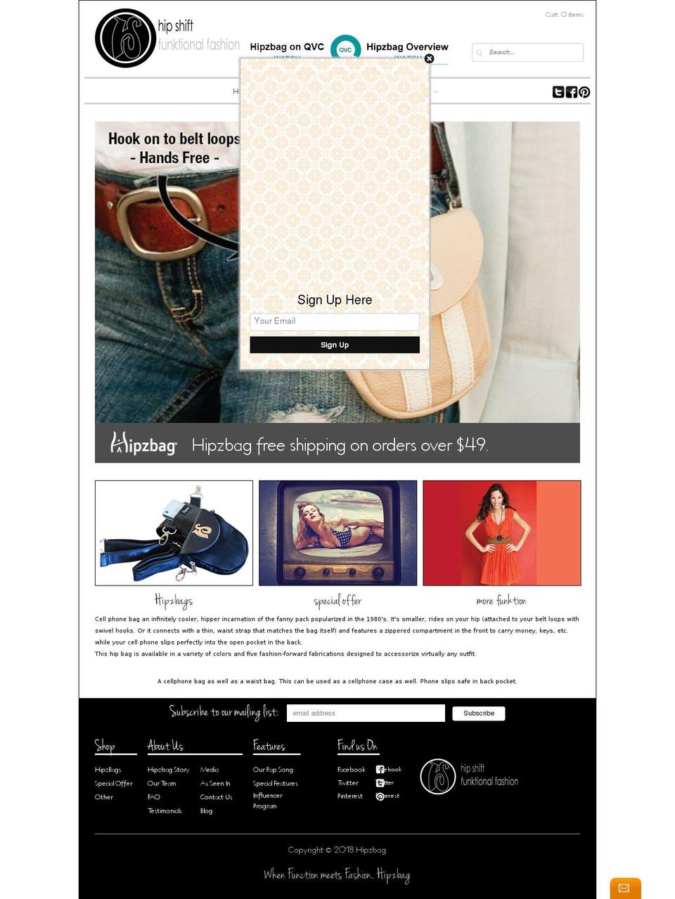 hipzbag Shopify theme site example hipshift.com