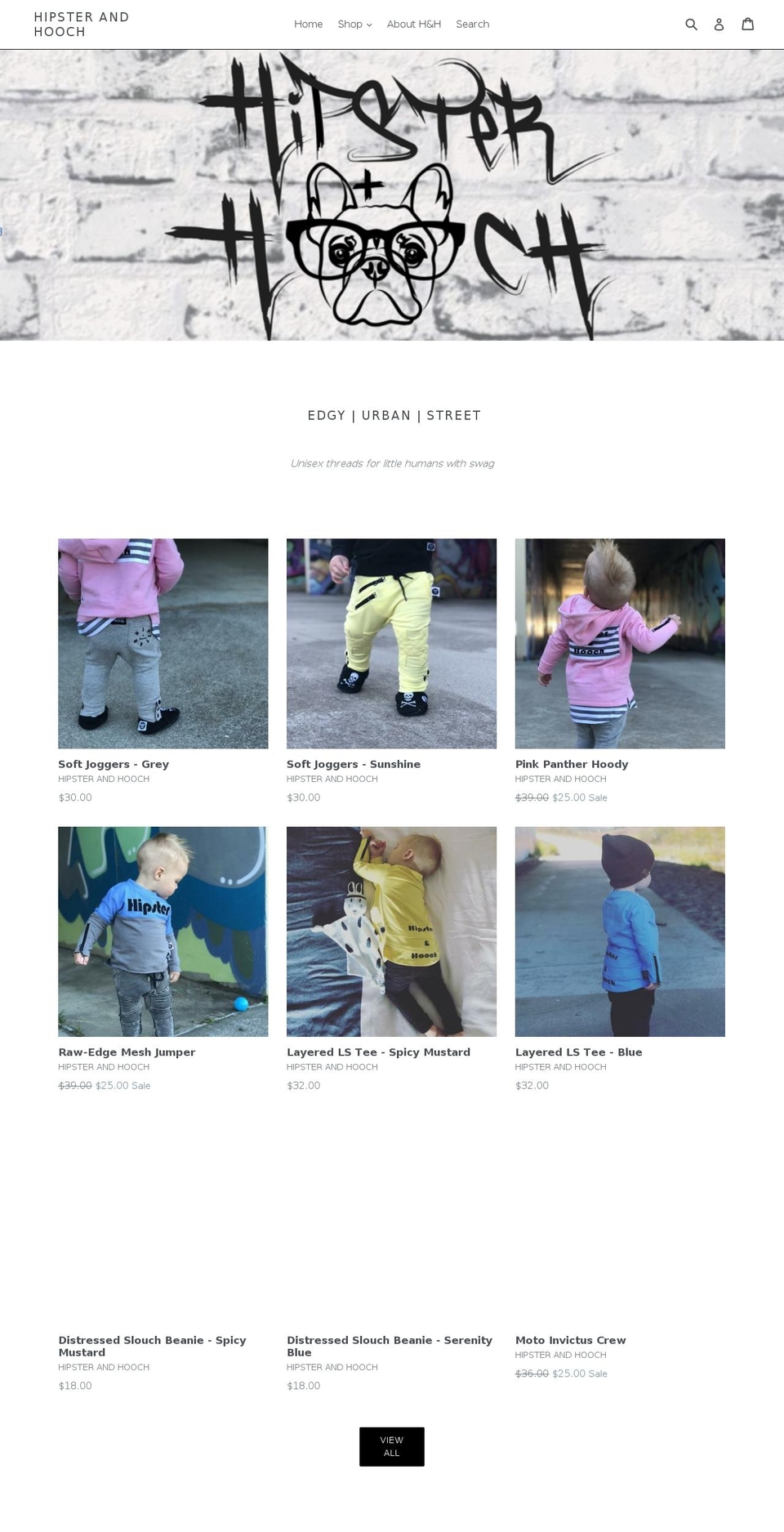 hipsterandhooch.com — Shopify storefront screenshot