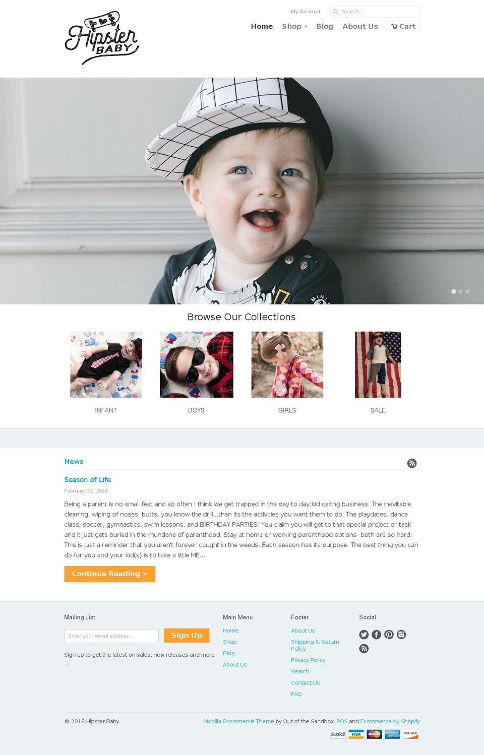 hipsterchild.com shopify website screenshot