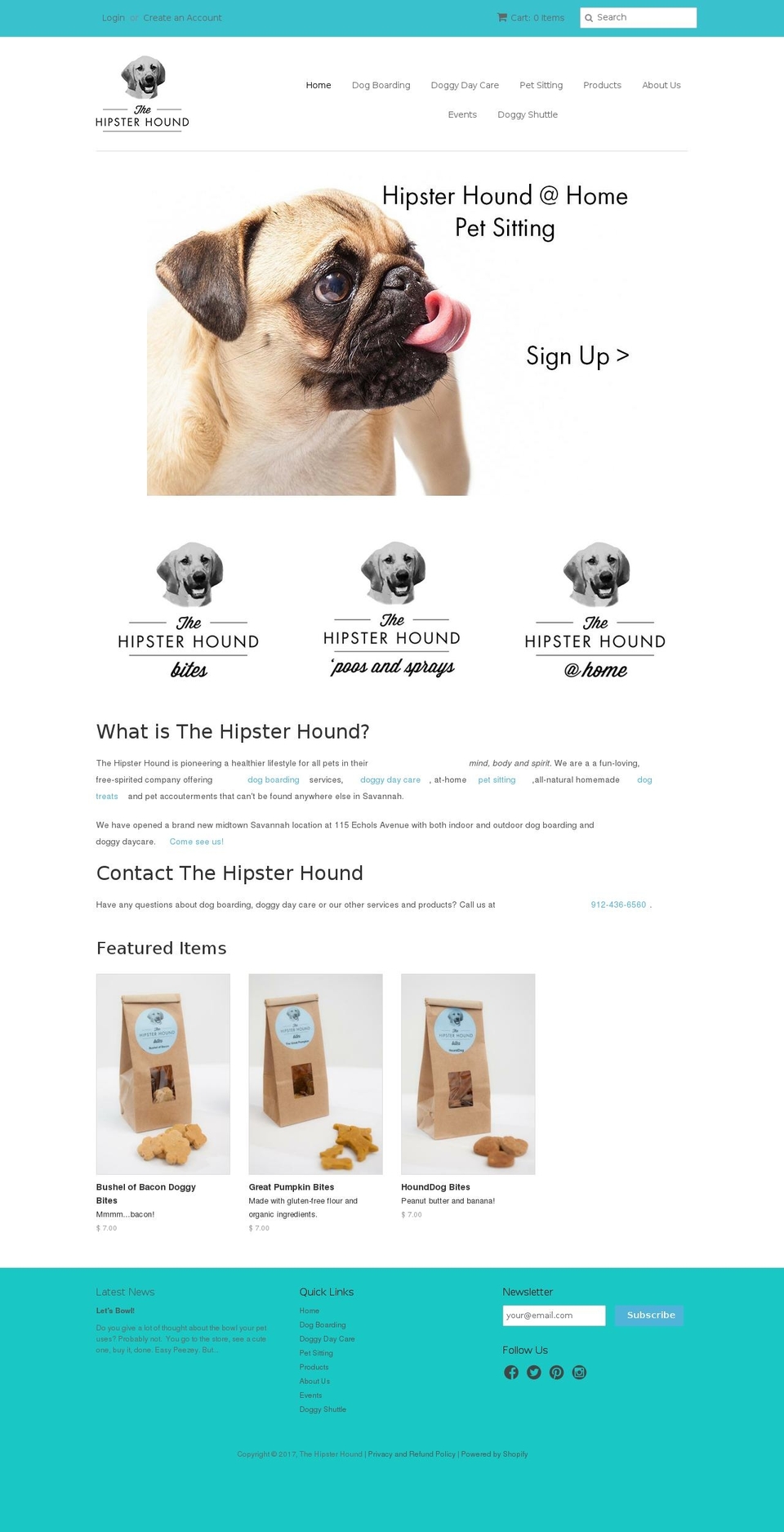 hipsterhound.net shopify website screenshot