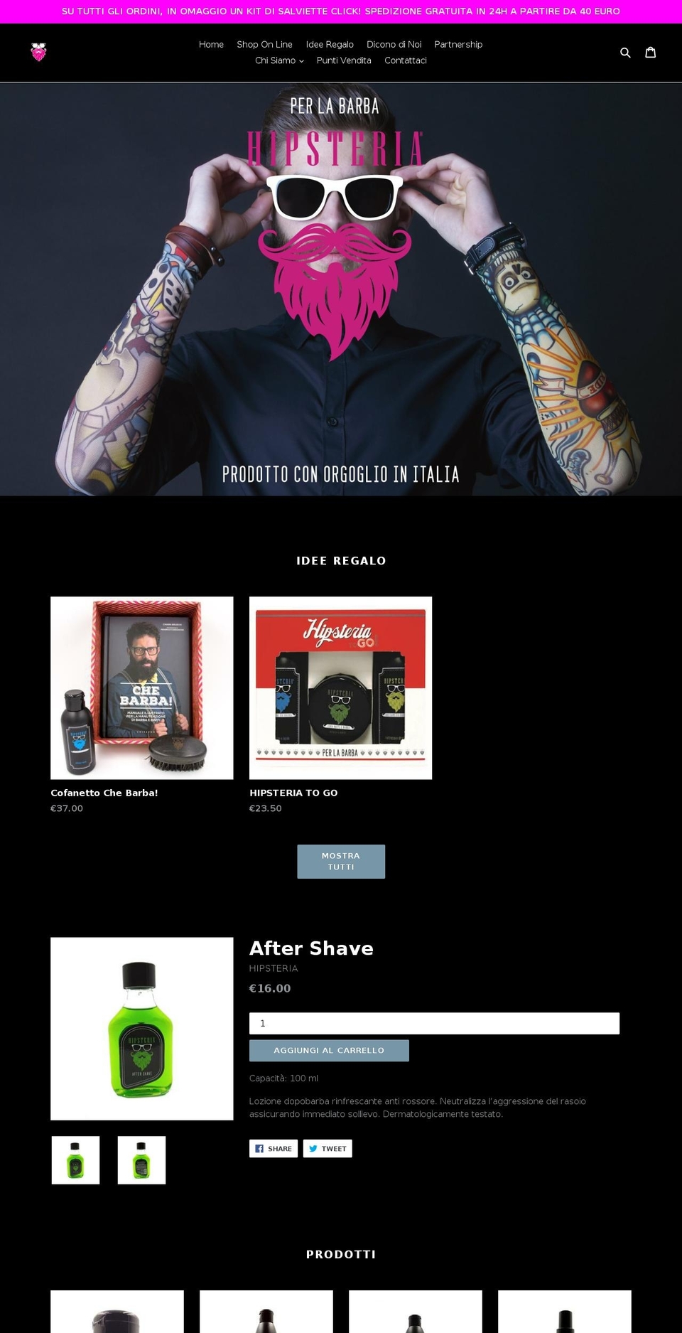 hipsteriaitalia.it shopify website screenshot