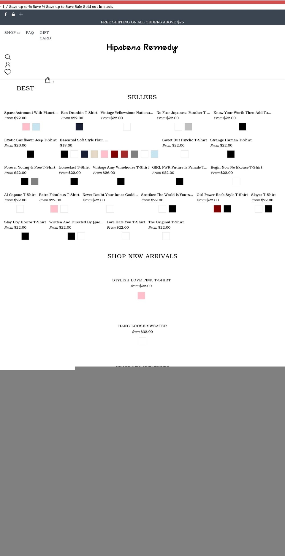 hipstersremedy.com shopify website screenshot