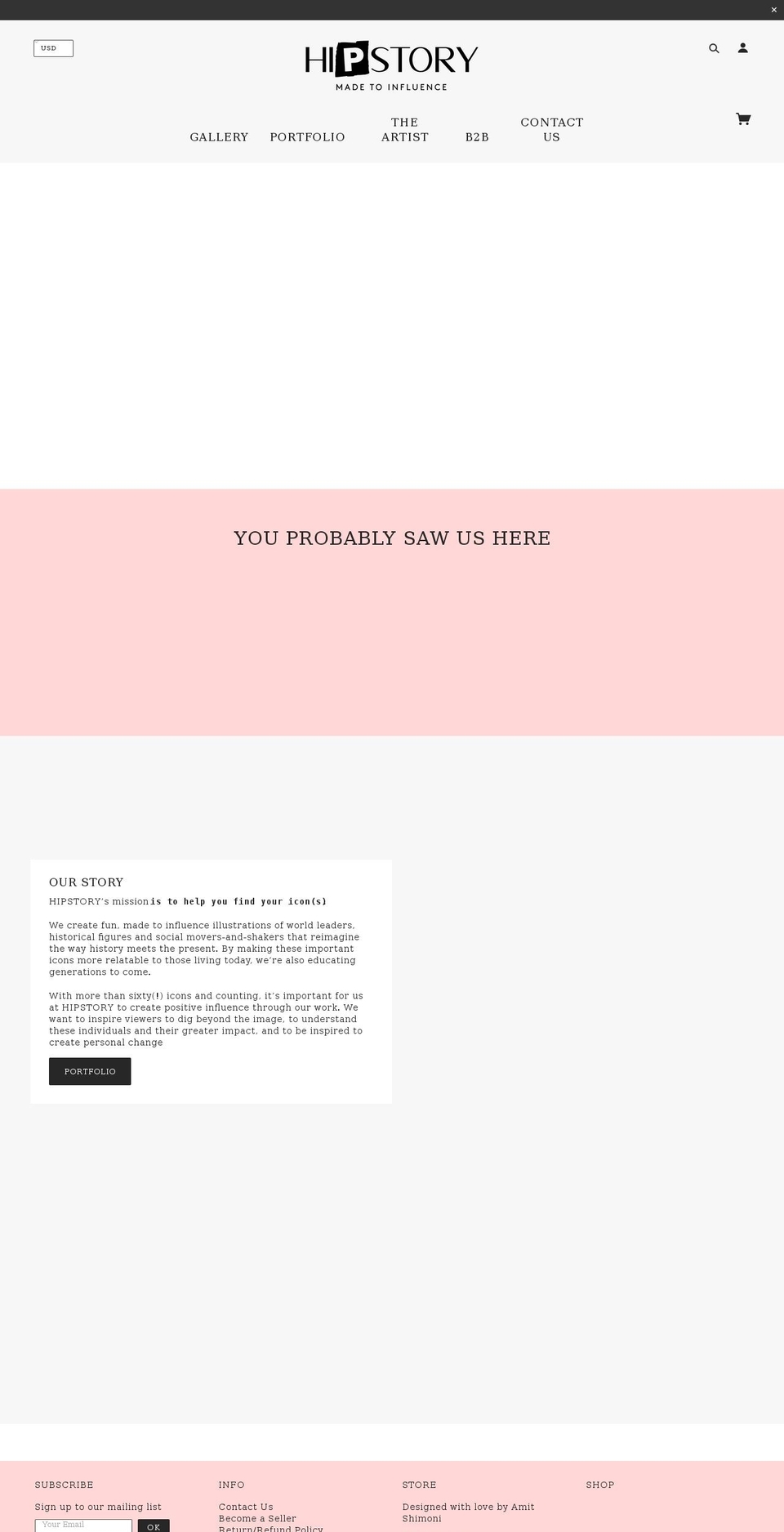 hipstoryart.com shopify website screenshot