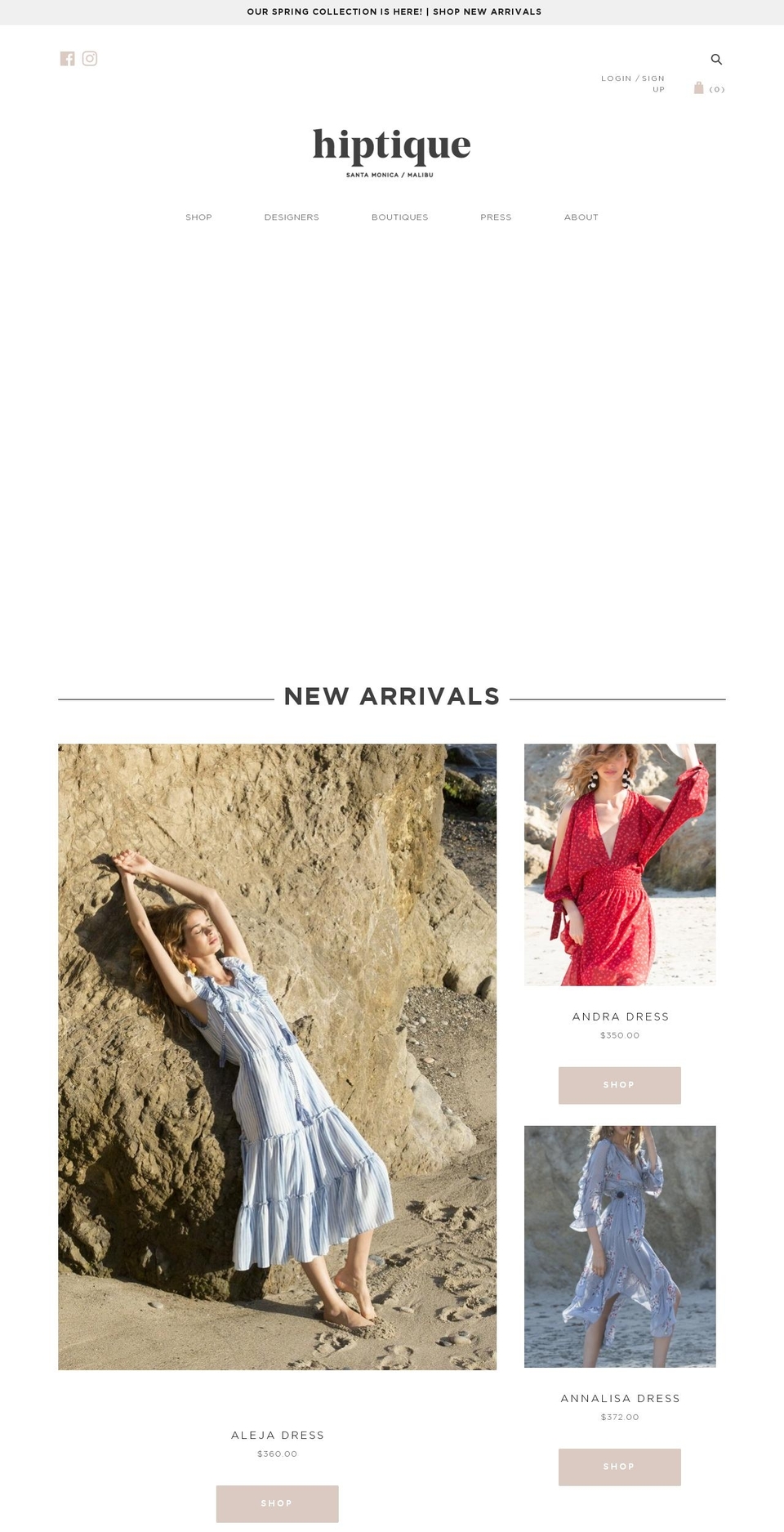 hiptique.com — Shopify storefront screenshot