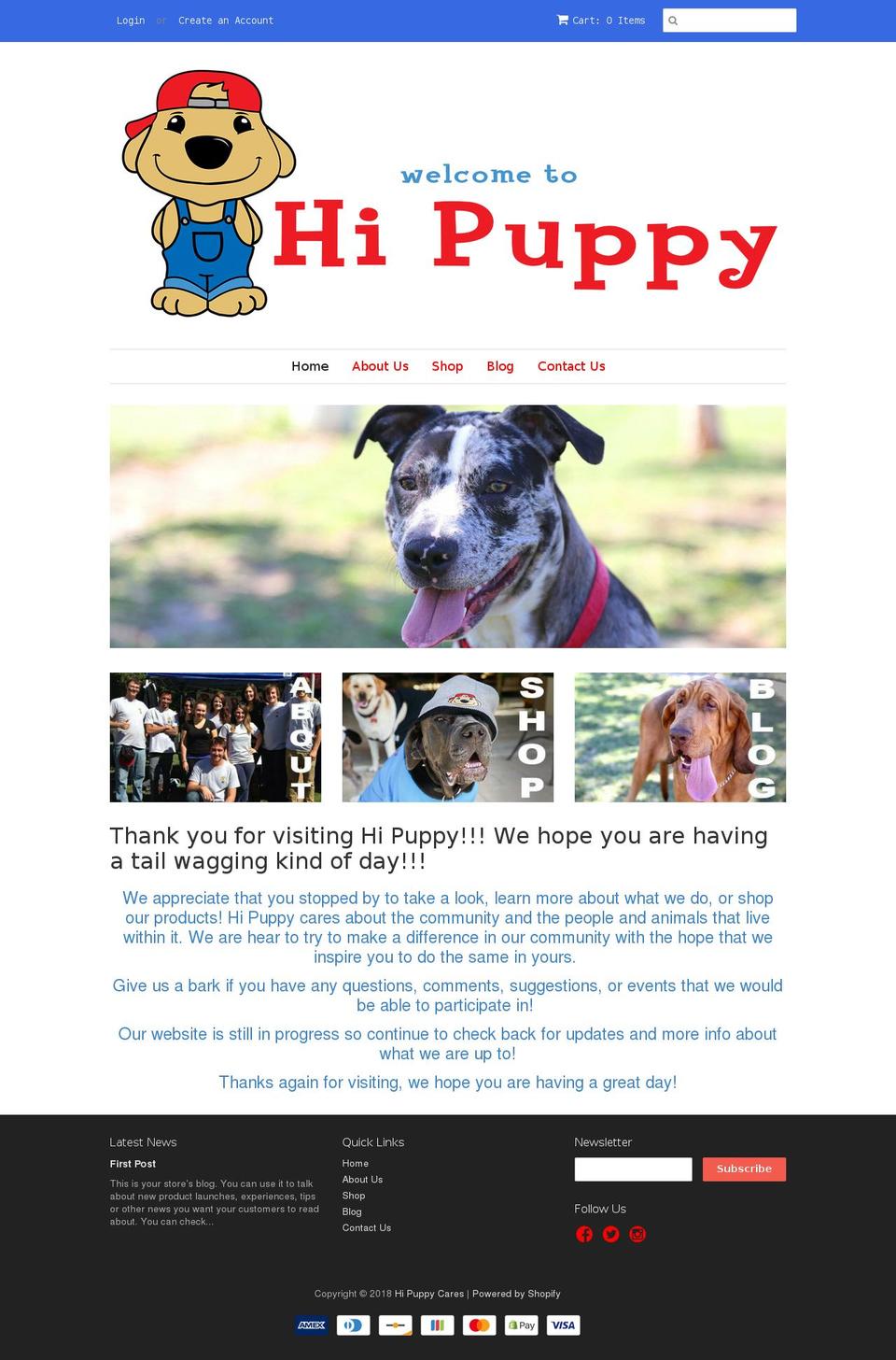 hipuppycares.com — Shopify storefront screenshot