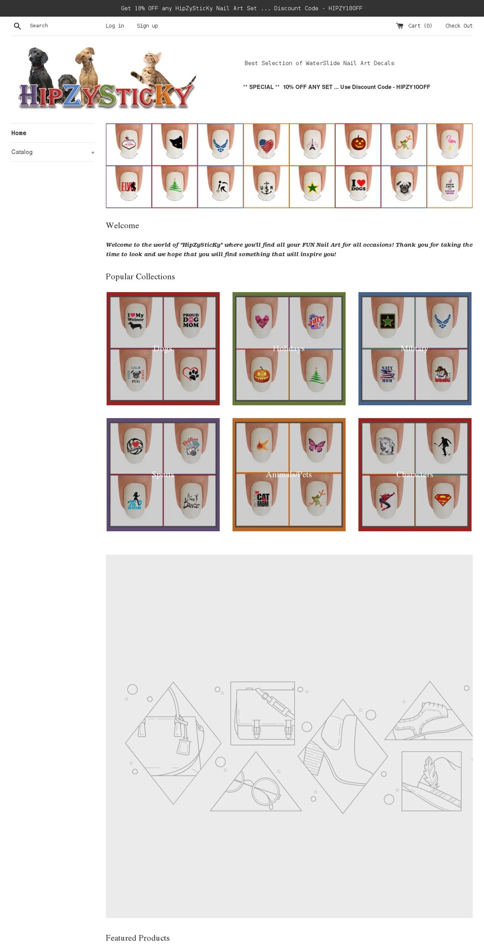 hipzysticky.net shopify website screenshot