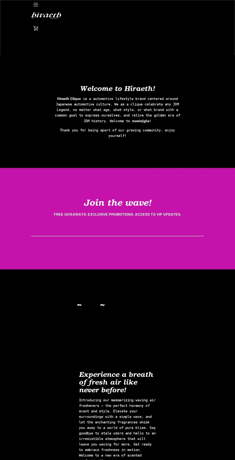 hiraethclique.com shopify website screenshot