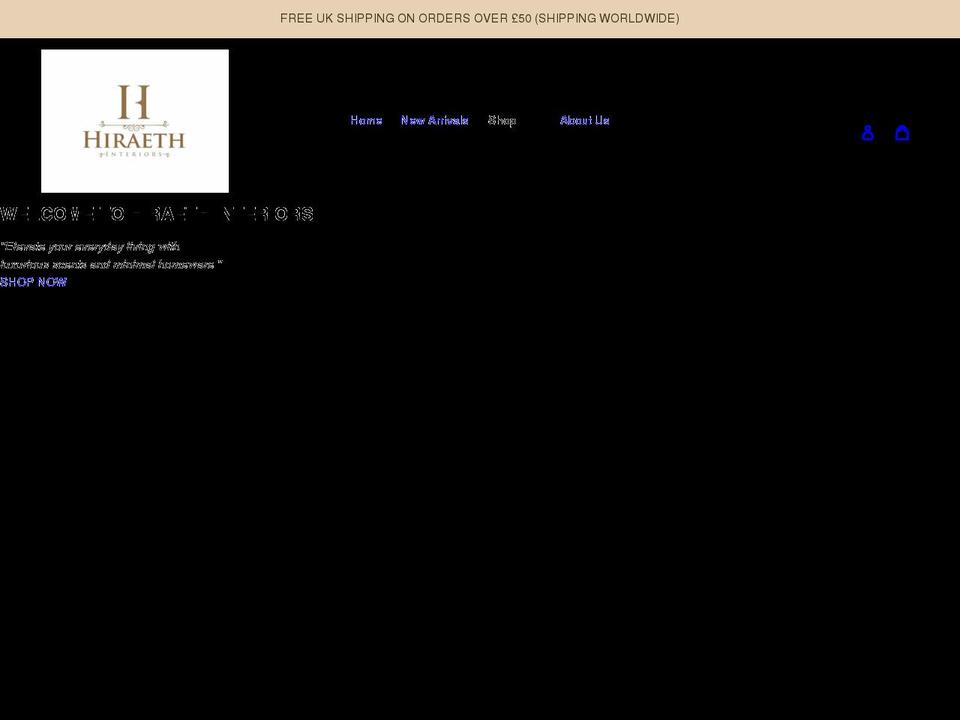 hiraethinteriors.com shopify website screenshot