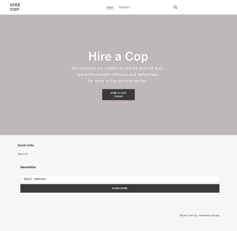 hirecop.com shopify website screenshot