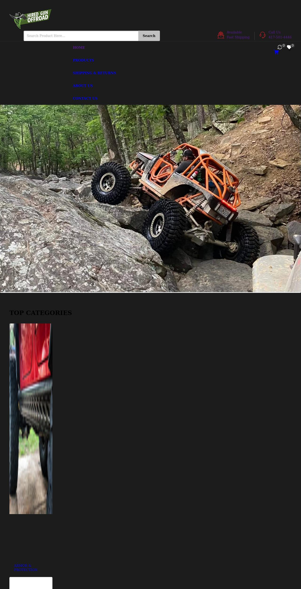 hiredgunoffroad.com shopify website screenshot