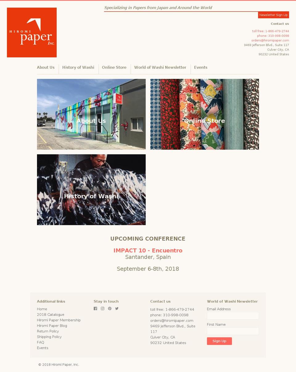 hiromipaper.com shopify website screenshot