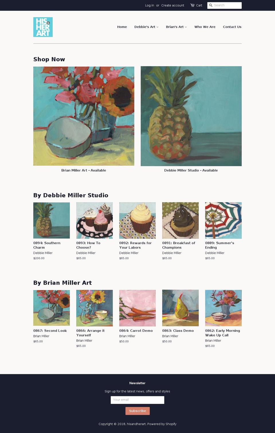 hisandherart.com — Shopify storefront screenshot