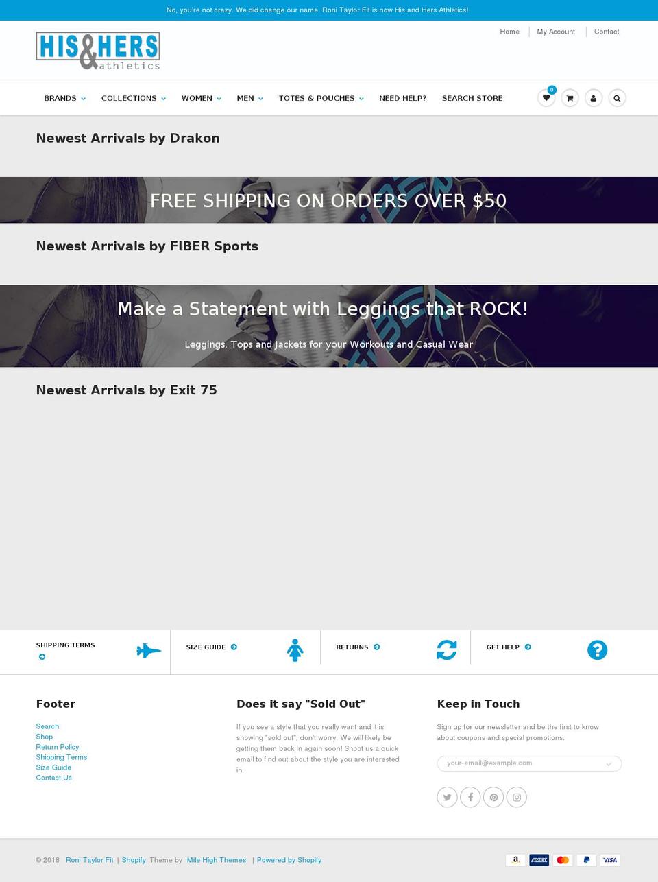 hisandhersathletics.com — Shopify storefront screenshot