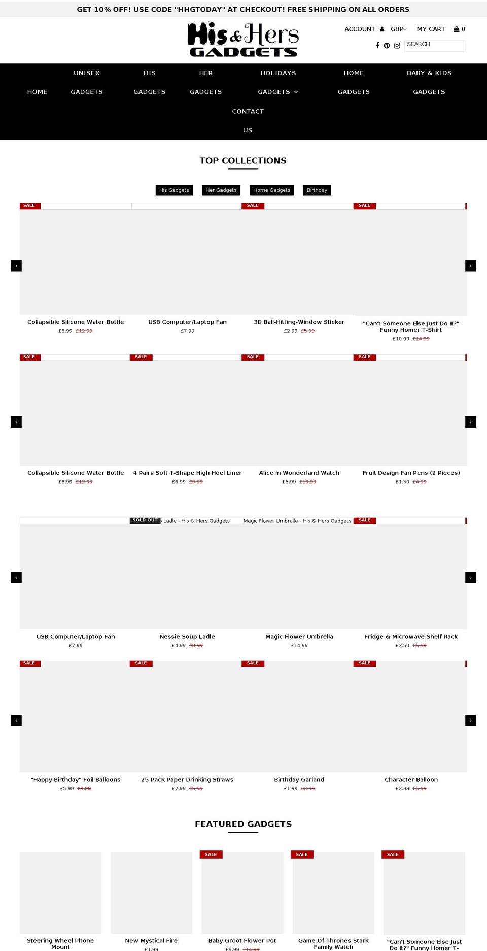 hisandhersgadgets.com — Shopify storefront screenshot