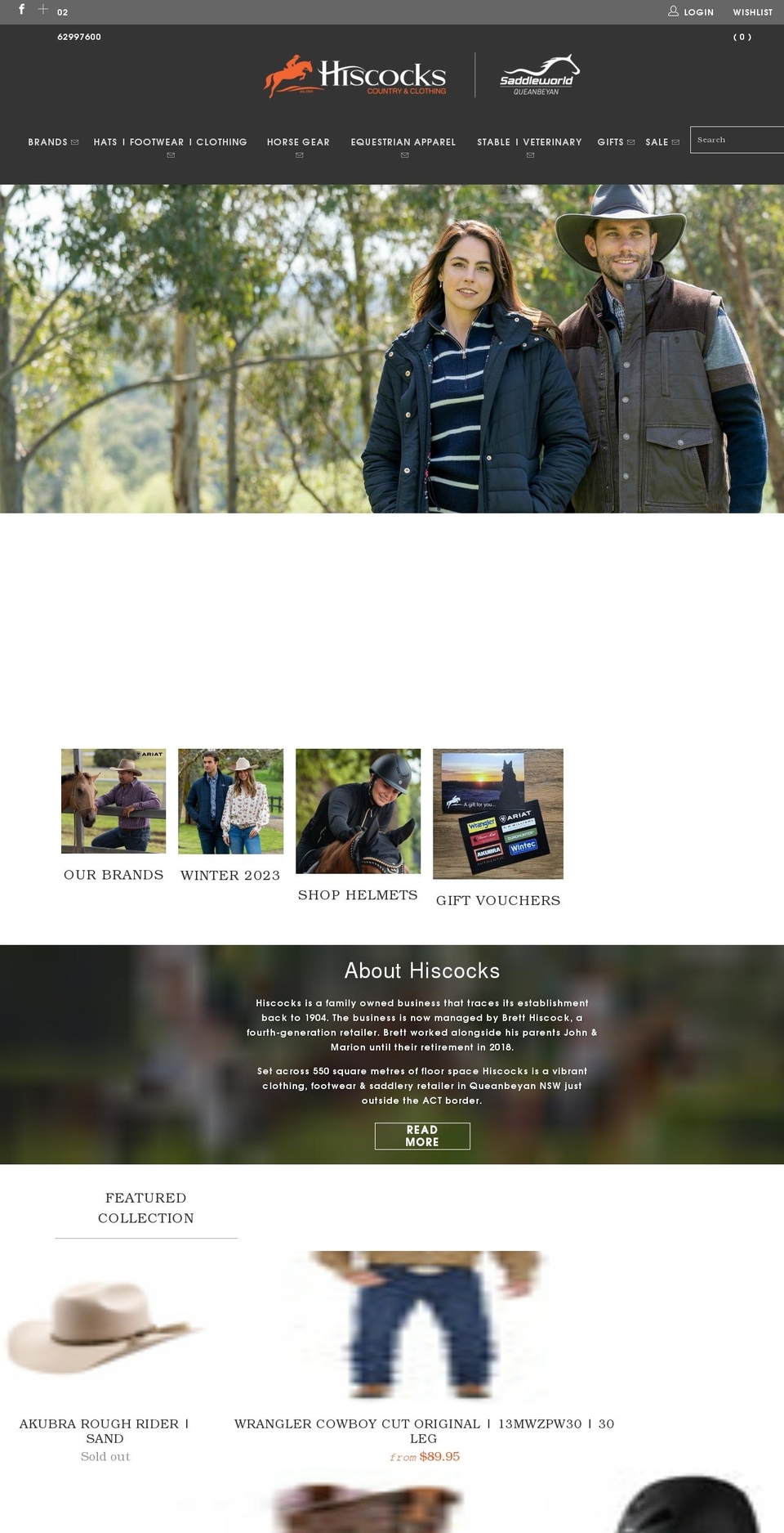 hiscocks.com.au shopify website screenshot