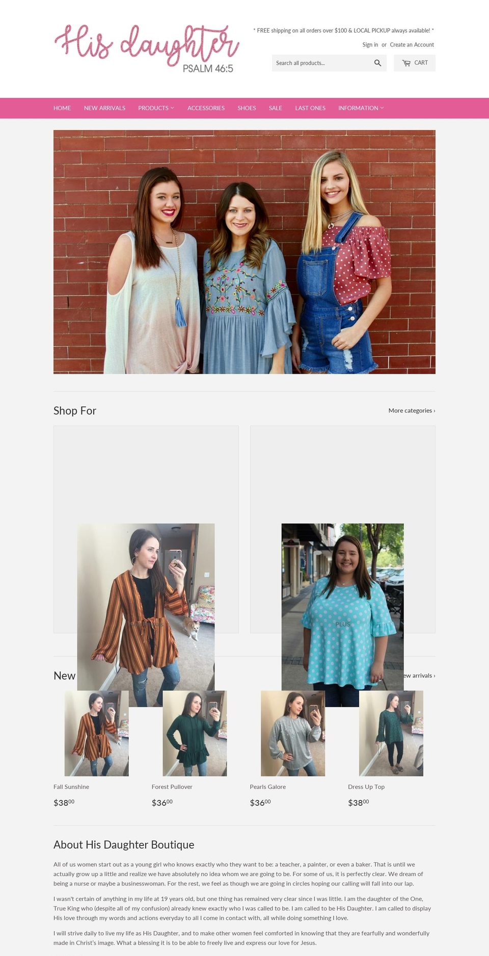 hisdaughterboutique.com shopify website screenshot