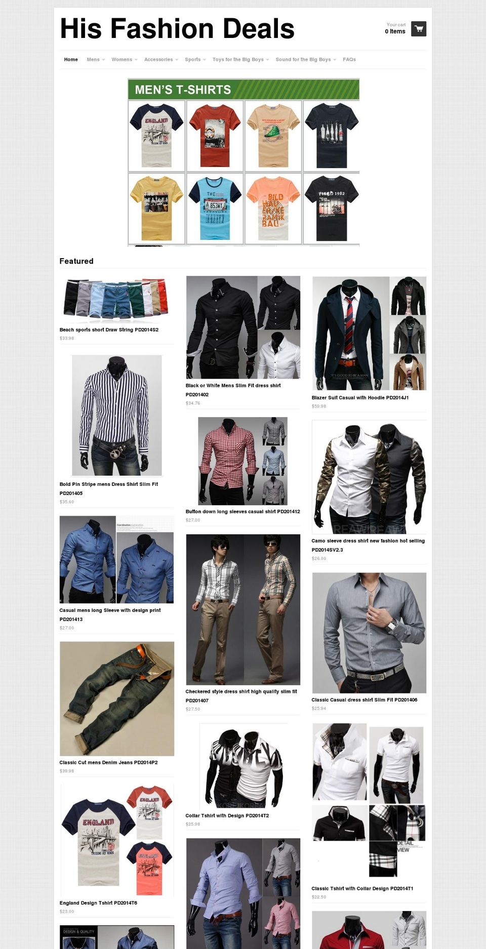 hisfashiondeals.com shopify website screenshot