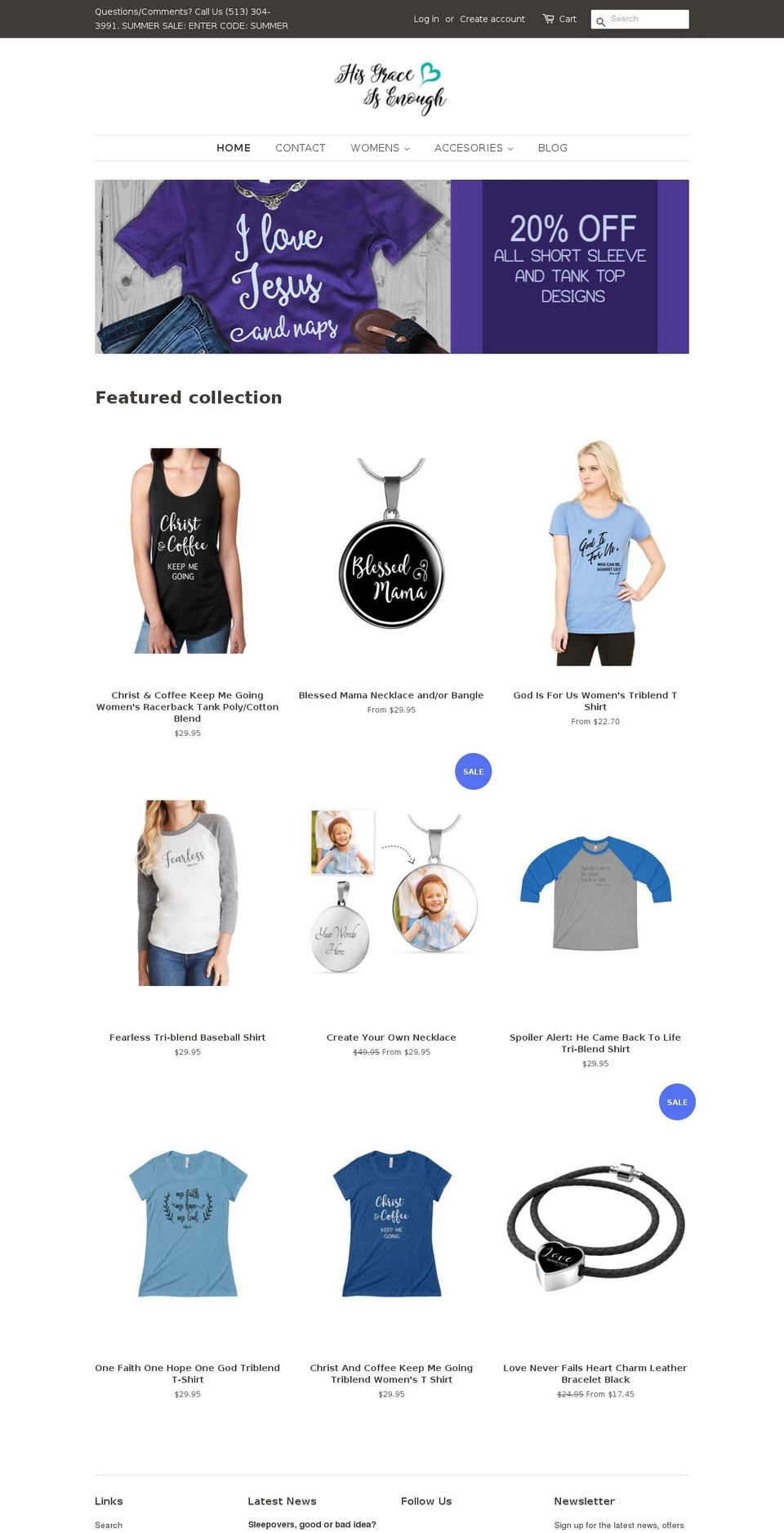hisgraceisenough.com — Shopify storefront screenshot