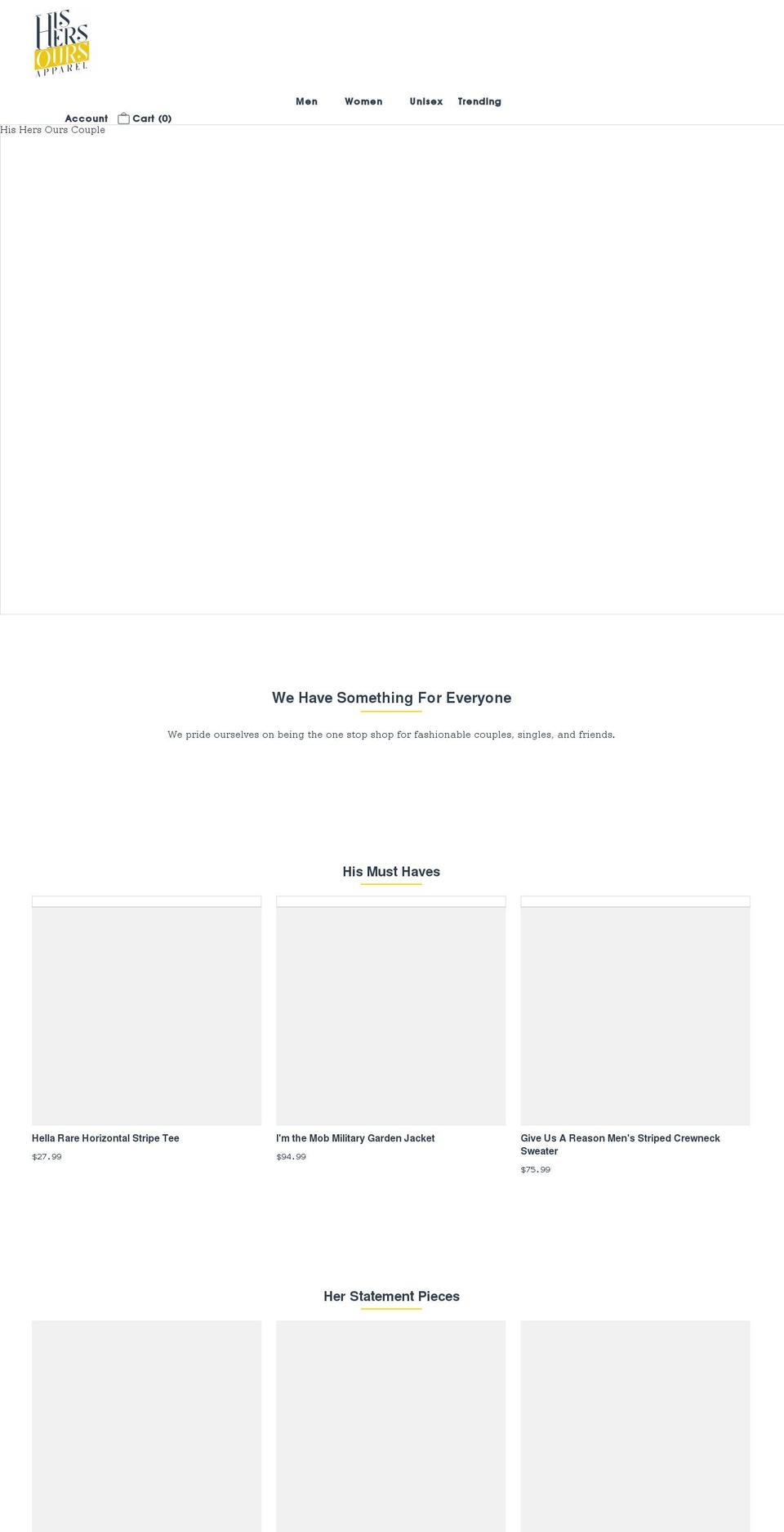 hishersoursapparel.com shopify website screenshot