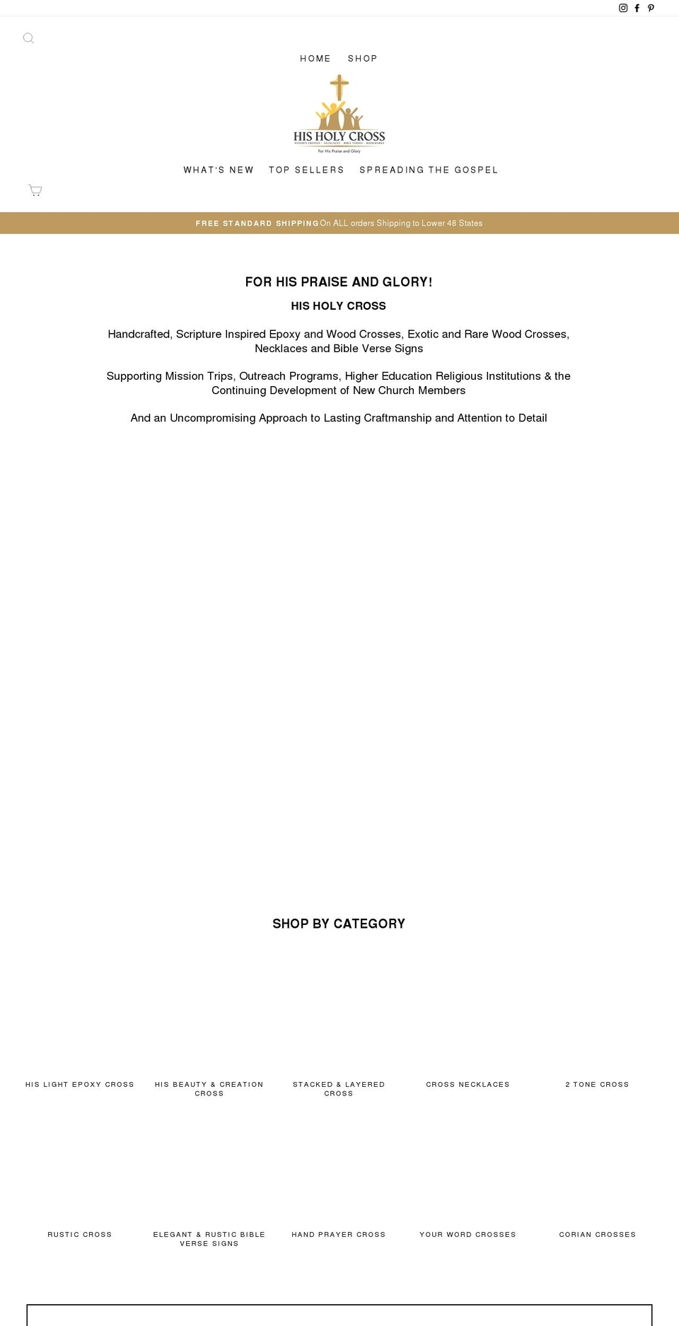 hisholycross.com shopify website screenshot