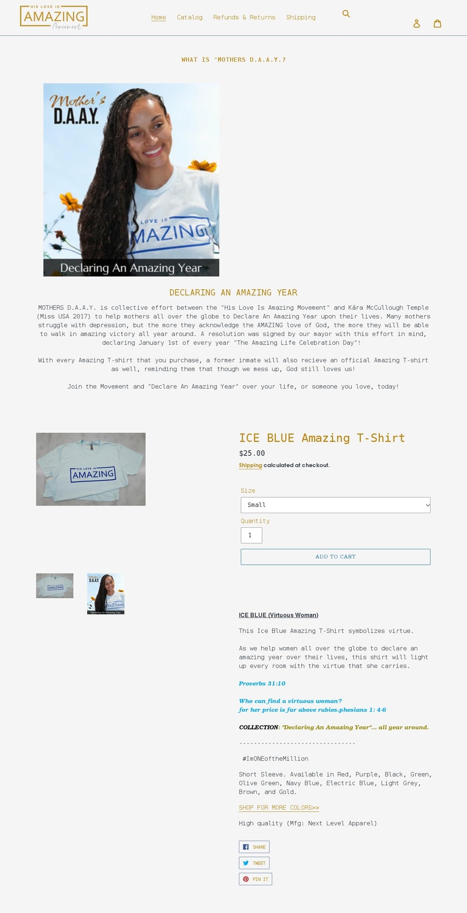 hisloveisamazing.com shopify website screenshot